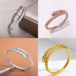 2024 Designer Bangle Jewelrys Bracelets Luxury Silver Torque Bamboo Bone For Women Adjustable Serpentine Full Diamonds Bracelet 3 Colours Casual Party Gift J