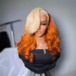 Ginger 13x6 Transparent Lace Front Wig Body Wave Wigs For Women 613 Coloured 13x4 Lace Front Blonde Human Hair Pre Plucked Wigs