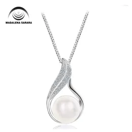 Pendant Necklaces MADALENA SARARA 925 Sterling Silver And 8-9mm Freshwater Pearl Necklace Natural White