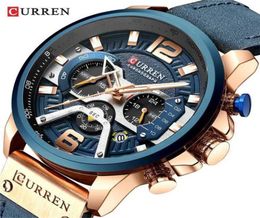 CURREN Casual Sport Watches for Men Blue Top Brand Luxury Leather Wrist Watch Man Clock Fashion Chronograph Wristwatch 2201245843675