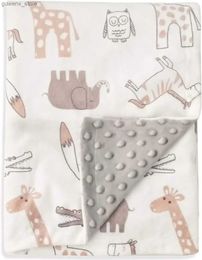 Blankets Swaddling Soft Doudou Blanket for Newborn Baby Swaddle Blanket Cartoon Print Stroller Blanket Fleece Baby Items Bedding Y240411