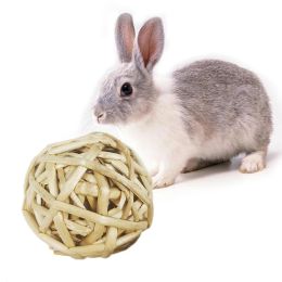 Chewing Braided Ball Guinea Pig Rabbit Hamster Small Animal Play Pet Interactive Chew Toy Natural Grass Ball hamster toy