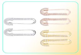 Moonmory France 100 925 Sterling Silver Safety Pin Earring Three Color Style One Side Zircon Right Left 2106164562324