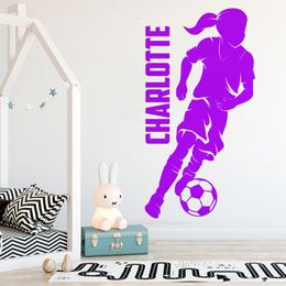 Custom Name Girl Football Dribble Wall Decal - Home Decor - Wall Decor - Girl Football Women - Bedroom Decor G-105