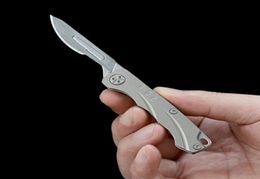 Titanium Alloy Folding Knife Scalpel Blade Utility Carving Cutter Outdoor Camping Hiking Travel Portable Keychain Gadgets9548302