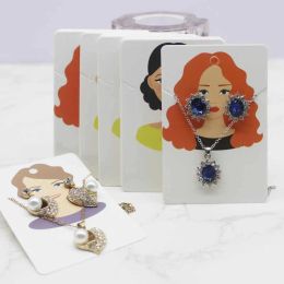 6*9cm 50pc beauty head jewelry package card paper necklace earring display tag card longer earring holder card jewelry package