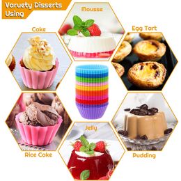 LMETJMA 24Pcs Silicone Cupcake Baking Cups Reusable Muffin Cups Non-Stick Muffin Cupcake Liners Wrapper Cups Holders JT129