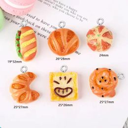 20pcs Cute Resin Simulation Charms Cake Bread Sandwich Pendants for DIY Making Earrings KeyChains Jewelry Accessories