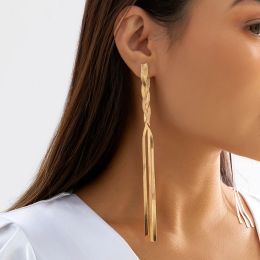 IngeSight.Z Punk Long Twisted Flat Snake Chain Earrings for Women Personality Gold Color Drop Earring Wed Party Jewelry Gifts