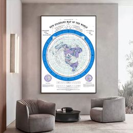 HD Print 1892 Flat Earth Map Movie Poster Canvas Painting New Standard Map Of The World Wall Art Modern Living Room Home Decor