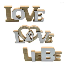 Decorative Figurines Wooden Ornament Retro LOVE Words Wedding Desktop Table Centerpieces Sign Durable Handicraft