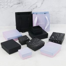 1Pcs Jewellery Packaging Gift Boxes Bags For Ring Necklace Bracelet Earrings Rectangle Cardboard With Sponge Jewellery Storage Box