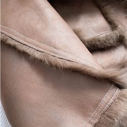 2023 New Double Face Real Rabbit Lined Jacket with Lamb Collars Women Winter Warm Fur Coat