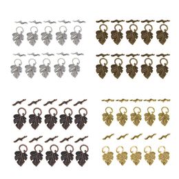 10 Sets Retro Bronze Colour Leaf Fastener Bracelet Toggle Clasp for Jewellery Making diy Bulk Necklace Connectors