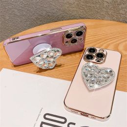 Luxury Glitter Diamond Heart Holder Phone Case For Xiaomi Mi 11 lite mi12 mi13 11t 12 t poco X3 M3 F3 F4 X3GT M4 MI10 10t Cover