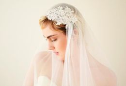 Sell Juliet Cap Two Layer Wedding Veil Fingertip Length Cut Edge Bridal Veil applique With Comb 189a7983004