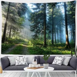 Wall Tapestries Natural Forest Print Large Tapestry Sunshine Landscape Hippie Hanging Boho Mandala Art Decoration R0411