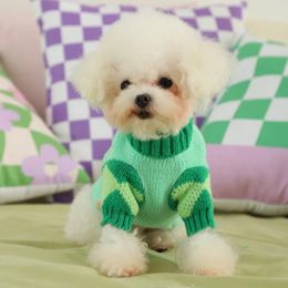 Dog Apparel Green Pet Clothing Winter Teddy Sweater Softer Than Bear Knit Puppy Warm Pullover Beautiful Clothes XS-XL