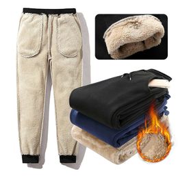 2022 Men's Winter Pants Thick Warm Sweats Thermal Lined Jogger Fleece Pants Big Trouser Male Plus Size Zip Pocket Work 4XL Black