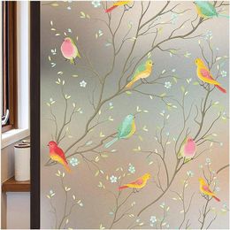 Window Stickers Privacy Film Self-adhesive Bird Decals Frosted For Anti Uv Static Decorative Cling Home Bathroom Shower