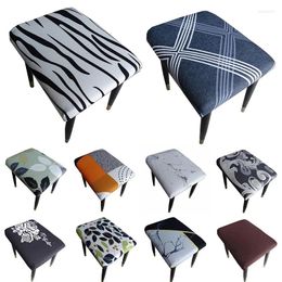 Chair Covers Spandex Elastic Printing Stool Slipcover Soft Comfortable Rectangular Removable Anti-dirty Cover