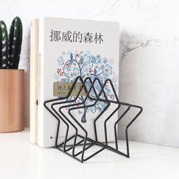 New Pentagram Metal Bookend Creative Star Book Standing Document File Desktop Manager Bookshelf Stand