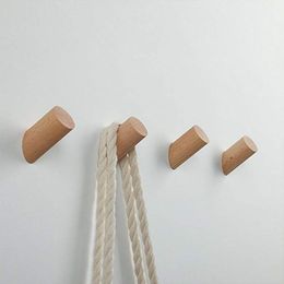 4/2/1Pcs Wooden Hooks Wall Mounted Clothes Scarf Hat Coat Hooks Simple Room Decor Storage Hanger Towel Rack Home Organizer
