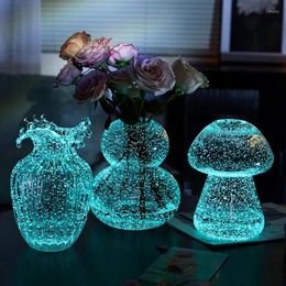 Vases Atmosphere Bedroom Transparent Night Light Flower Vase Living Room Florist Glass Ornaments Wine Cabinet For Decoration