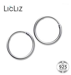 Hoop Huggie LicLiz 2021 925 Sterling Silver Simple Earrings For Women Round Circle White Gold Jewellery Loop Joyas De Plata LE04727612206