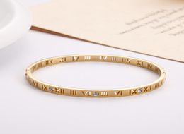 Roman numerals hollow stainless steel H bracelet fashion 18K rose gold diamond bracelet titanium steel hollow women039s bracele8985294