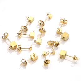 10pcs/Lot 2-5mm Gold/Silver Color Ear Pin Square Ear Studs With Hole For Binding Earring Pendant Diy Jewelry Making Accessories