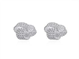 Charm 925 Sterling Silver Plated Love Knot Stud Earrings for Ladies Women 12mm Diameter High Polish5774923