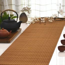 10-50cm Square Bamboo Tea Banquet Vintage Chinese Style Table Runner Flag Placemat Pad Home Restaurant Display Cover Decoration