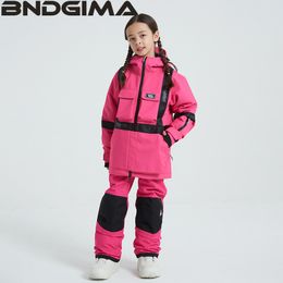 Kids Ski Jacket Bib Pant, Boys' Snowboard Suit, Girls Winter Clothing, Windproof, Waterproof, Thermal Pocket, Outdoor Sport