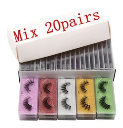 3D Color Eyelashes Packaging Box Colored Bottom Card Lash Cases with Curler and Tweezer Natural Thick Exaggerated Makeup False Eye6173881