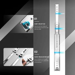 AOLISHENG 53MM Heavy Duty Drawer Slides 250 LB Load Capacity Ball Bearing Industrial Runners Locking Rails