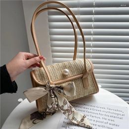 Shoulder Bags 2024 Fashion Women Underarm Bag Retro Sumptuous Woven Straw Casaul Beach Handbag Tote Crossbody