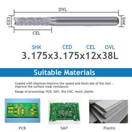 10Pcs 3.175 4 5 6 8mm Shank Carbide PCB Milling Cutter CNC Engraving Bits Corn End mill 0.4-8mm Milling Tools for Circuit Board