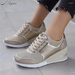 Fitness Shoes 2024 Women Height Increasing Walking Jogging Sneakers 6.5 CM Increase Gold Silver Ladies Sport Running Athletic Girl