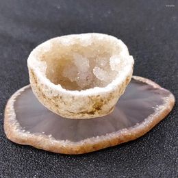 Cups Saucers Natural Agate Crystal Tea Cup Wine Glass Master Irregular Rough Stone Mat Bowl Home Furnishing Decoration Crafts