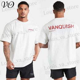 Men's T-Shirts 2023 New Men Gym Workout cotton Short Slve T-shirt Hip Hop Summer Oversized Bodybuilding Tops Sports Ts T240411