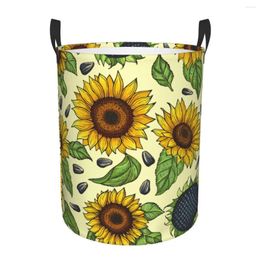 Laundry Bags Waterproof Storage Bag Sunflowers Bright Blossom Household Dirty Basket Folding Bucket Clothes Toys Organiser