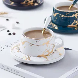 Cups Saucers European Ceramic Coffee Cup Set Marble Creative Dish Scoop Small Luxury In The Afternoon