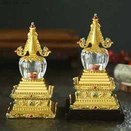 Arts and Crafts Tibetan Enraved Buddha Statue Stupa Tantric Alloy Handicraft Auspicious Buddhism Home ift Collection Desktop Decorative L49