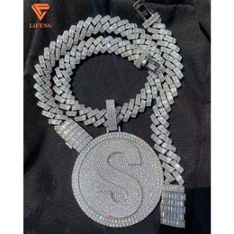 2024 2 Rows Baguette Cut Vvs Moissanite Cuban Link Chain 925 Silver Rose Gold Plate Miami Hip Hop Cuban Necklace