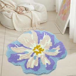 Carpets Nordic Floral Bedroom Carpet Living Room Anti-Slip Turfted Sofa Floor Mat Luxury Irregular Bedside Area Rugs Home Decor Door