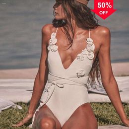 DEALS New Fashion Designer Wholesale Womens Swimwears Sexy Bikinis Swimsuits Womens Swimwear White Flower Bikini Women Trend Swimsuit Off Shoulder Swim Suits Dee