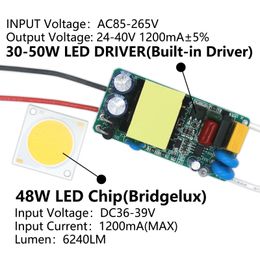 A Set 40W LED COB Bridgelux Chip And Driver AC85-265V Power Supply 1200mA Lighting Transformers Home Lighting For Spotlights DIY