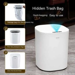 Waste Bins 14L Hih-lookin smart trash can for household cross-border plastic square bathroom and livin room automatic sensin trash can L49