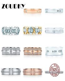 darapan 100 925 Sterling Silver Ring Genuine Classic Sign TZircon Charm Ring Rose Gold Women039s Gift Original Jewelry273S5744554